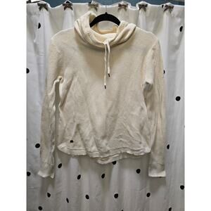 Lauren Ralph Lauren cream colored funnel neck cotton‎ knit sweater